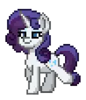 a pixel art of a pony with a purple mane