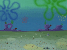 squidward from spongebob squarepants is driving a purple vehicle