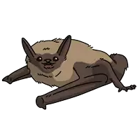 a cartoon drawing of a bat with long legs