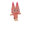 a pixel art drawing of a fox with red horns and a smiley face .