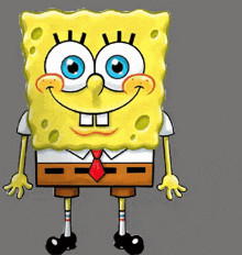 a cartoon of spongebob wearing a white shirt and tie