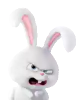 snowball from the secret life of pets is angry and looking at the camera with his mouth open .