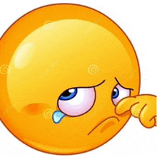 a cartoon smiley face is crying with a tear coming out of his nose .