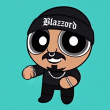 a cartoon character with a beanie that says blazeord on it