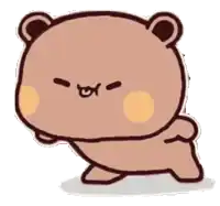 a cartoon teddy bear is standing on its hind legs and looking angry .