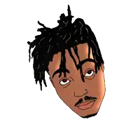 a cartoon of a man with dreadlocks and a skull with blood coming out of it .