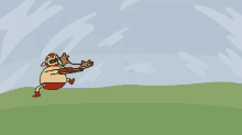 a cartoon drawing of a moose holding a sword in his hands