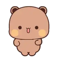 a cartoon bear with a big smile on its face is standing on its hind legs .