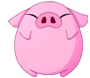 a cartoon pig with a big nose is smiling and looking at the camera on a white background .