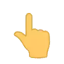 a yellow hand pointing up with the index finger on a white background .