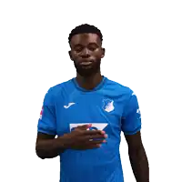 a man wearing a blue shirt with sap on it