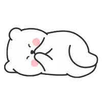 a cartoon drawing of a white bear laying down with a pink nose