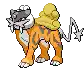 a pixel art drawing of a pokemon with a hat on its back .