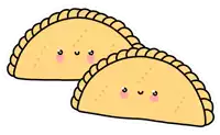 a cartoon drawing of two empanadas with smiley faces