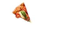 a pizza with tomatoes and basil on it and a slice taken out of it