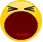a yellow smiley face with a red circle in the middle of it .