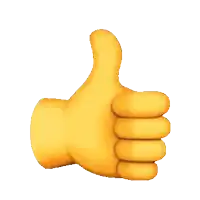 a yellow hand giving a thumbs up sign on a white background