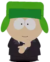 a cartoon character with a green hat and black suit