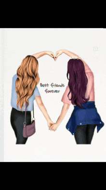 two girls are making a heart shape with their hands