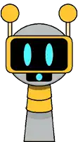 a cartoon drawing of a robot with a blue eye