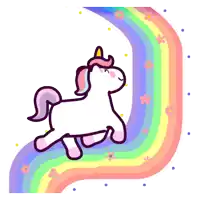 a drawing of a unicorn with flowers and a rainbow in the background