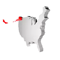 a map of the united states with a rainbow flag