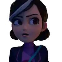 a close up of a cartoon character 's face with a surprised look on her face