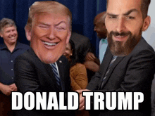 a picture of two men with donald trump written on it