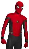 a man in a red and black spiderman costume