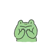 a green frog with its arms in the air and two hearts above it