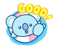 a cartoon drawing of a koala bear with the word good above it