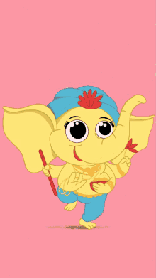 a happy ganesh chaturthi card with a cartoon elephant