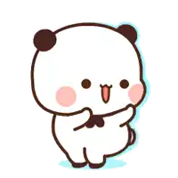 a cartoon panda bear with a heart on its chest is standing on a white background .