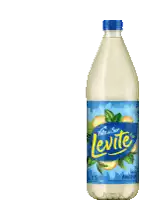 a bottle of levite lemonade with lemons and leaves in the background