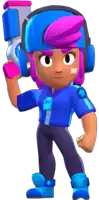 a cartoon character wearing headphones and a helmet is holding a gun