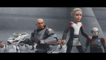 a group of cartoon characters are standing next to each other with one saying oh yeah