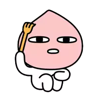 a cartoon of a peach with a fork in its hand