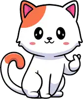 a white and orange cat is holding a heart in its paw