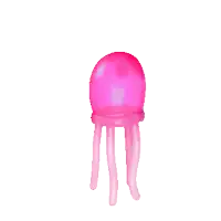 a pink jellyfish with a white background and pink legs