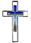a silver cross with a blue cross in the center