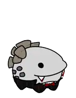 a cartoon drawing of a shark with a bow tie