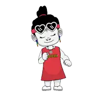 a cartoon girl wearing sunglasses and a shirt that says ' zhotci '