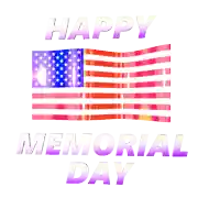 a happy memorial day sign with an american flag in the background