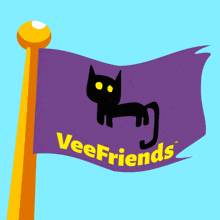 a purple flag with a black cat and the words veefriends