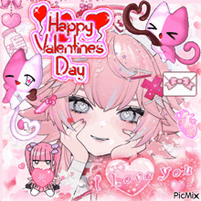 a picture of a girl with the words happy valentine 's day written on it
