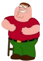 peter griffin from family guy is standing in a chair