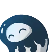 a cartoon drawing of a whale with a white face
