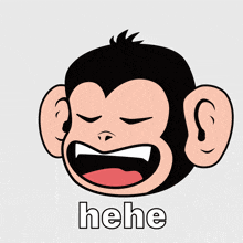 a picture of a monkey with the words not he he written below it