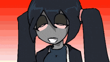 a pixel art drawing of a girl with ponytails