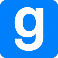 a blue square with a white g on it